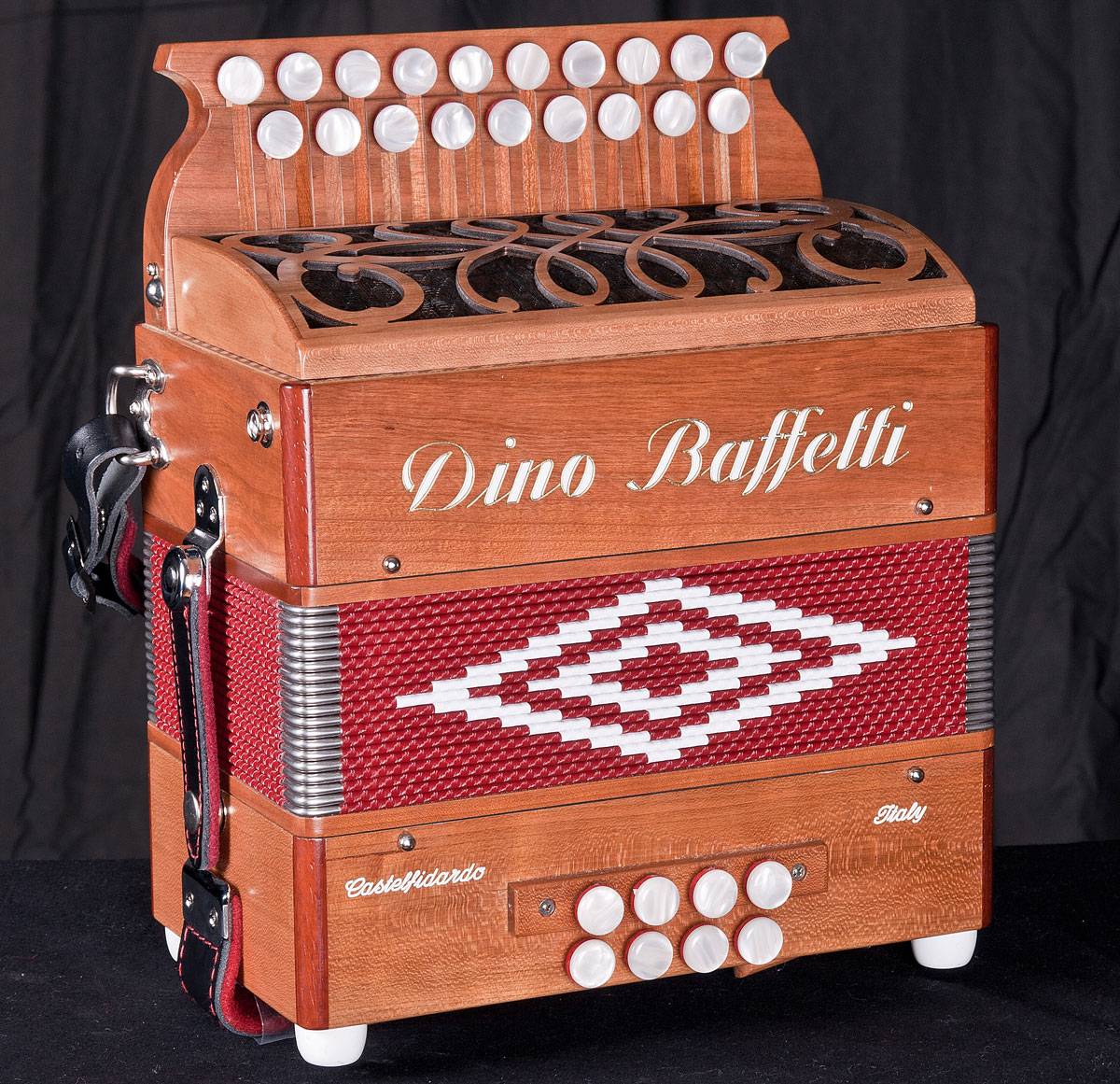Dino Baffetti DG melodeon designed by Martyn Banks of Oakwood Instruments in Leeds